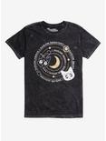 Sailor Moon Luna & Artemis Mineral Wash T-Shirt - BoxLunch Exclusive, BLACK, hi-res
