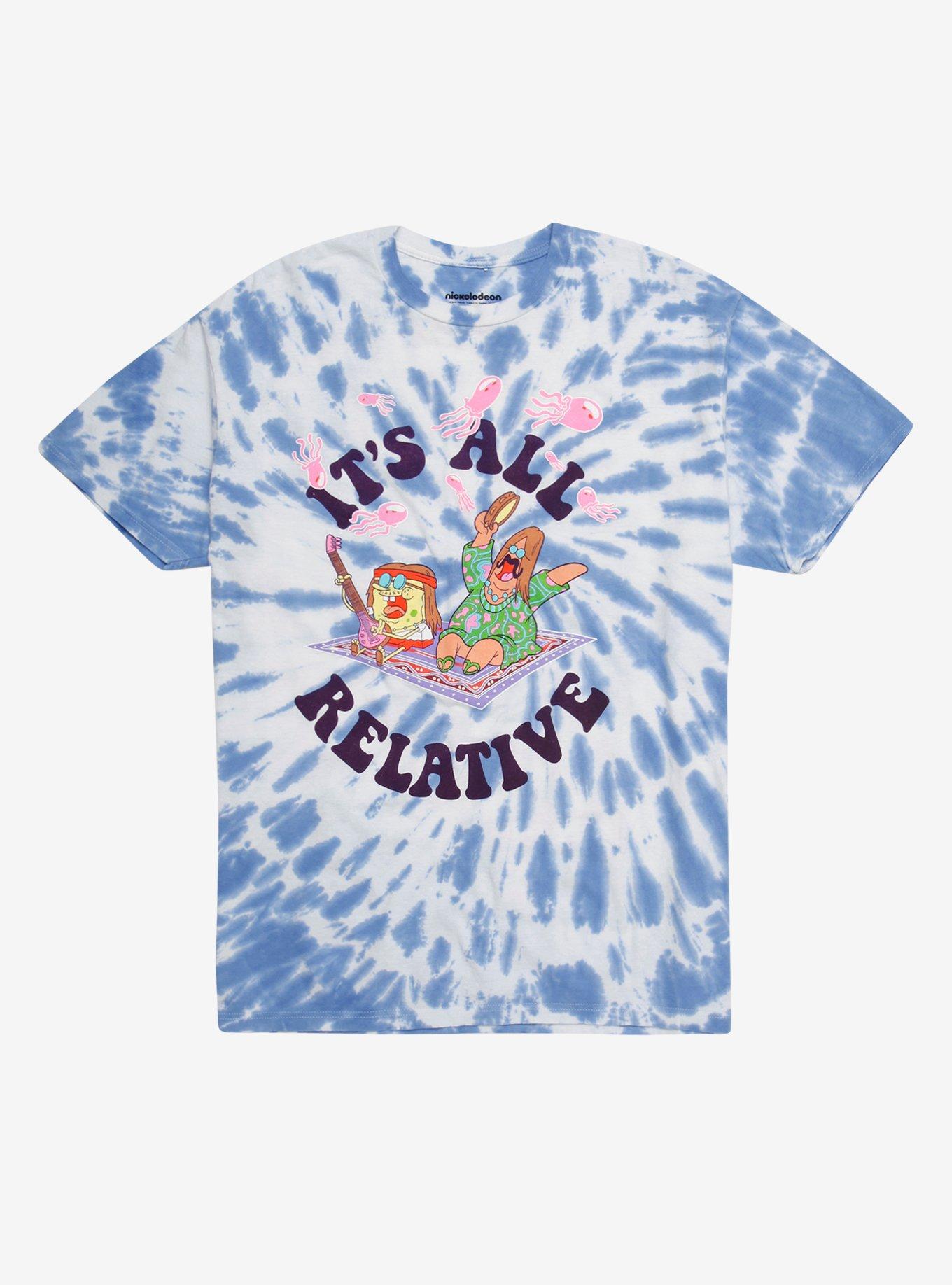 SpongeBob SquarePants It's All Relative Tie-Dye T-Shirt - BoxLunch Exclusive, LIGHT BLUE, hi-res