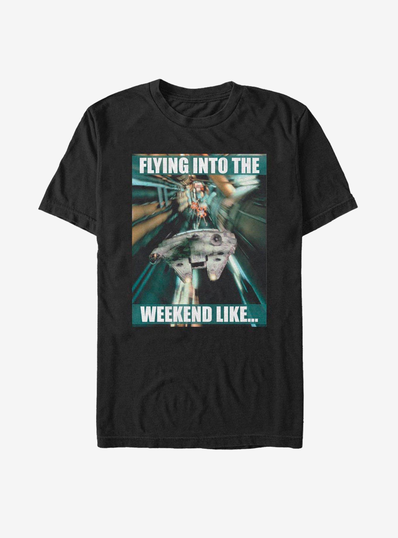 Star Wars Flying Into The Weekend T-Shirt, BLACK, hi-res