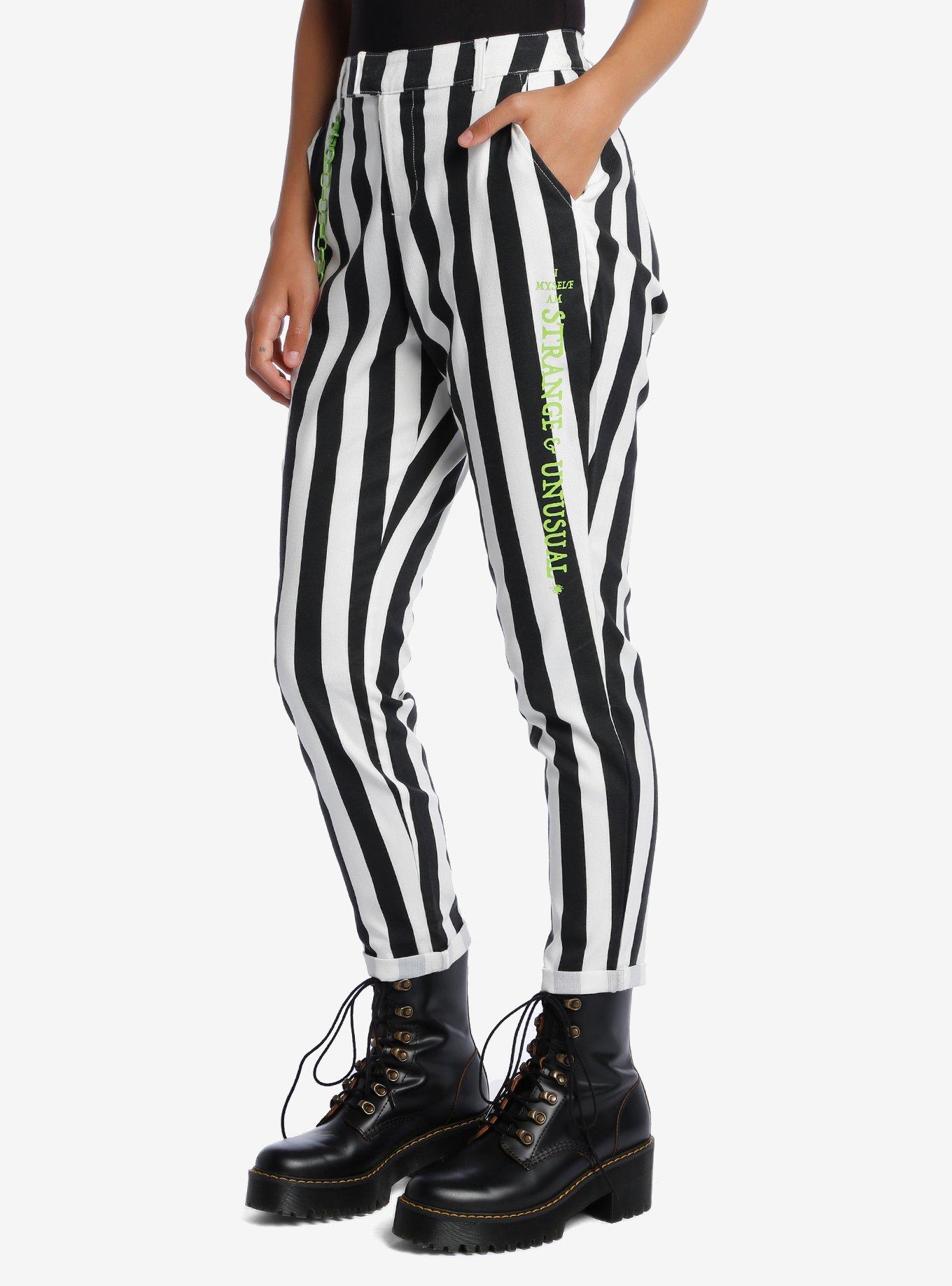 Beetlejuice Black White Stripe Chain Pants Hot Topic