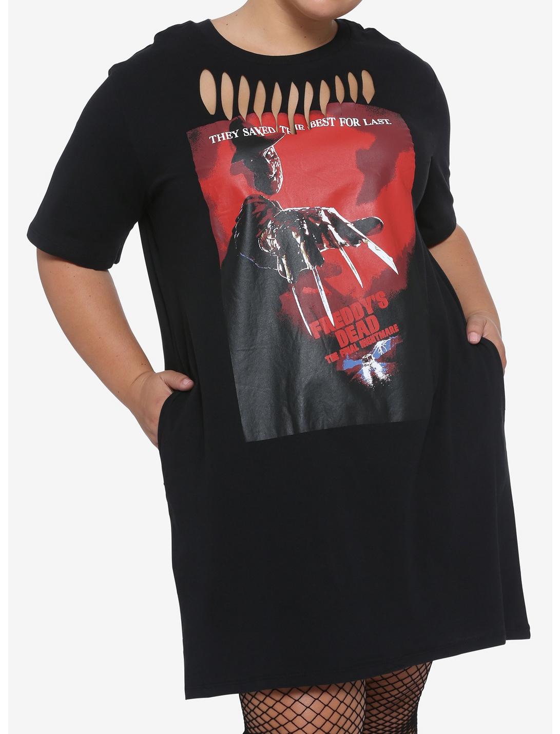 Freddy's Dead: The Final Nightmare Slashed T-Shirt Dress Plus Size, BLACK, hi-res