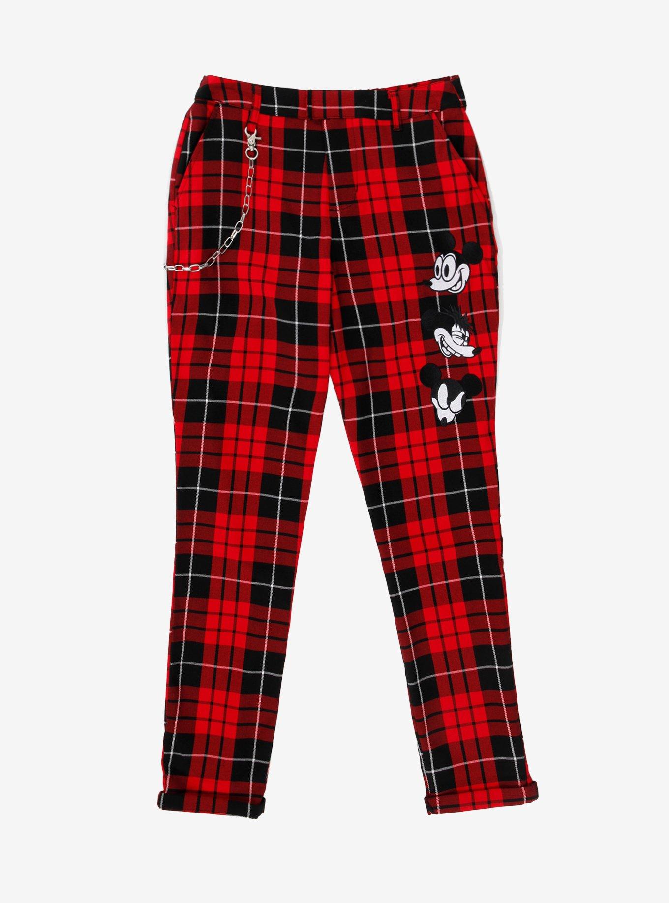 Disney Mickey Mouse Red Plaid Pants, PLAID, hi-res