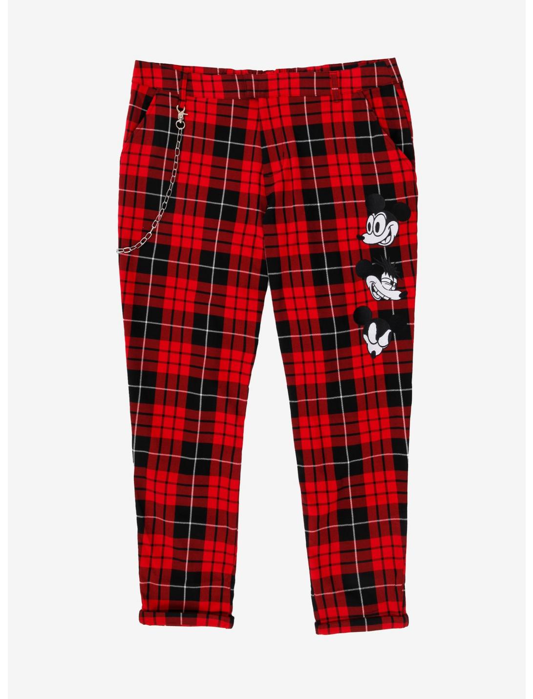 Disney Mickey Mouse Red Plaid Pants Plus Size, PLAID, hi-res
