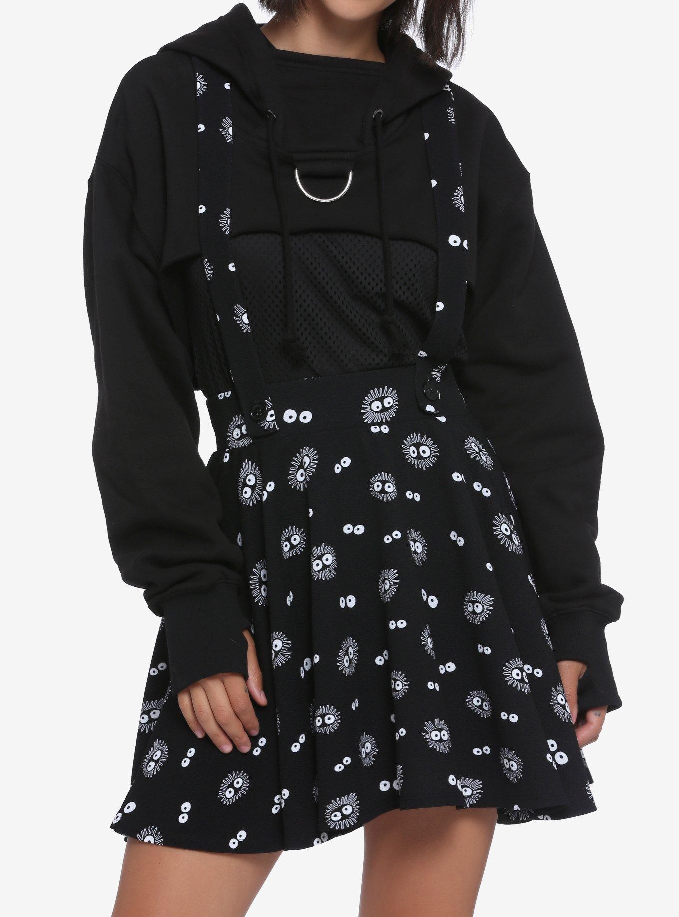 Studio Ghibli Spirited Away Soot Sprite Suspender Skirt, BLACK, hi-res