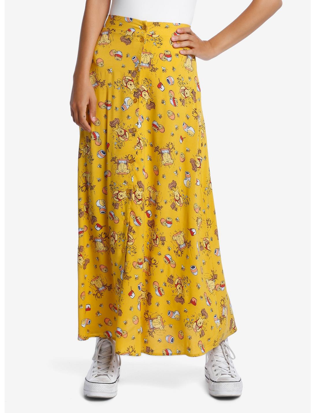 Disney Winnie The Pooh Button-Front Midi Skirt, MULTI, hi-res