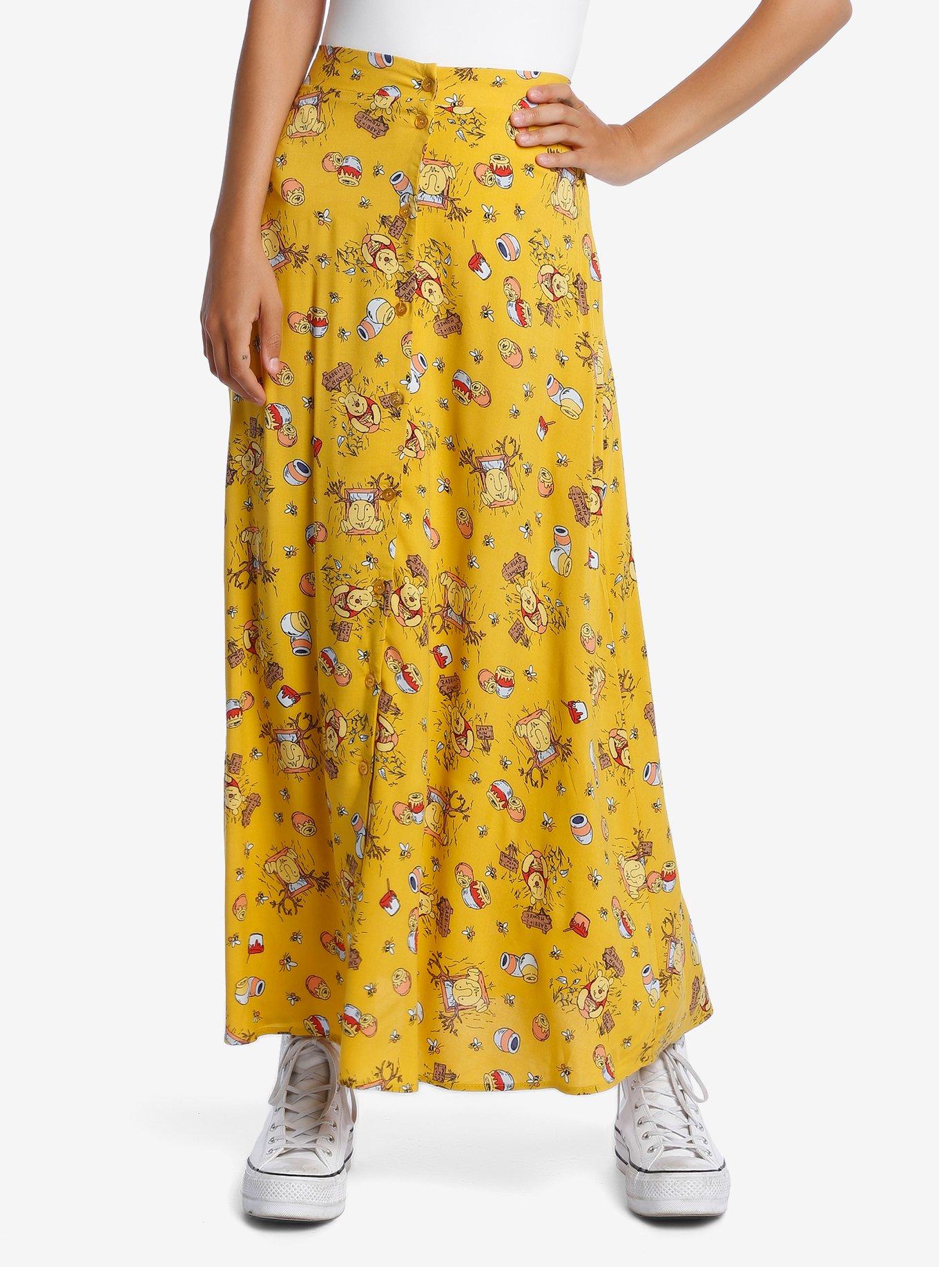 Disney Winnie The Pooh Button-Front Midi Skirt, MULTI, hi-res