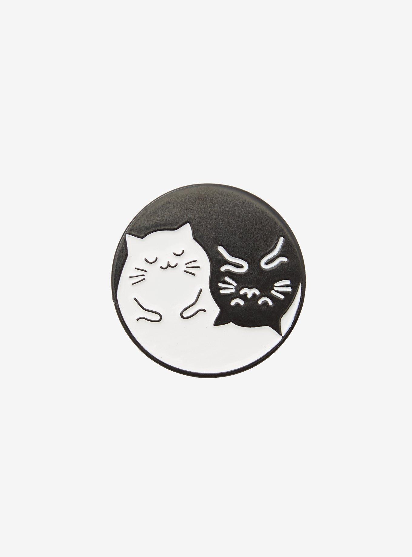 Black & White Yin-Yang Cats Enamel Pin, , hi-res