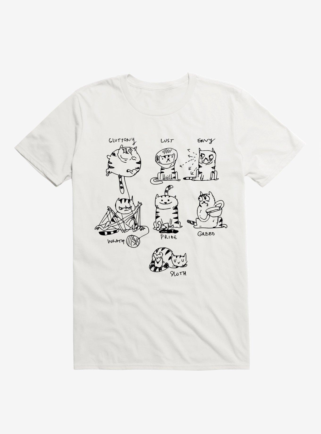 7 Sins Cat White T-Shirt, WHITE, hi-res