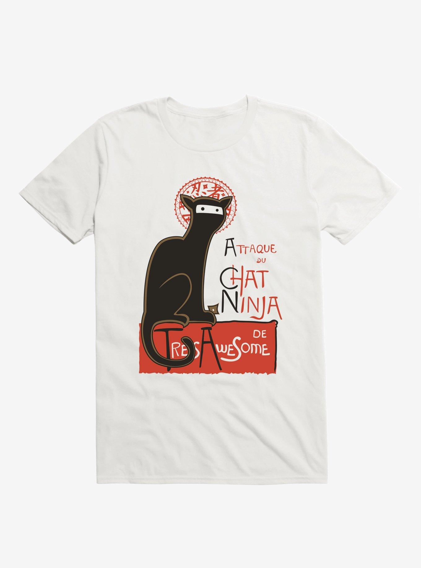 A French Ninja Cat! White T-Shirt, , hi-res