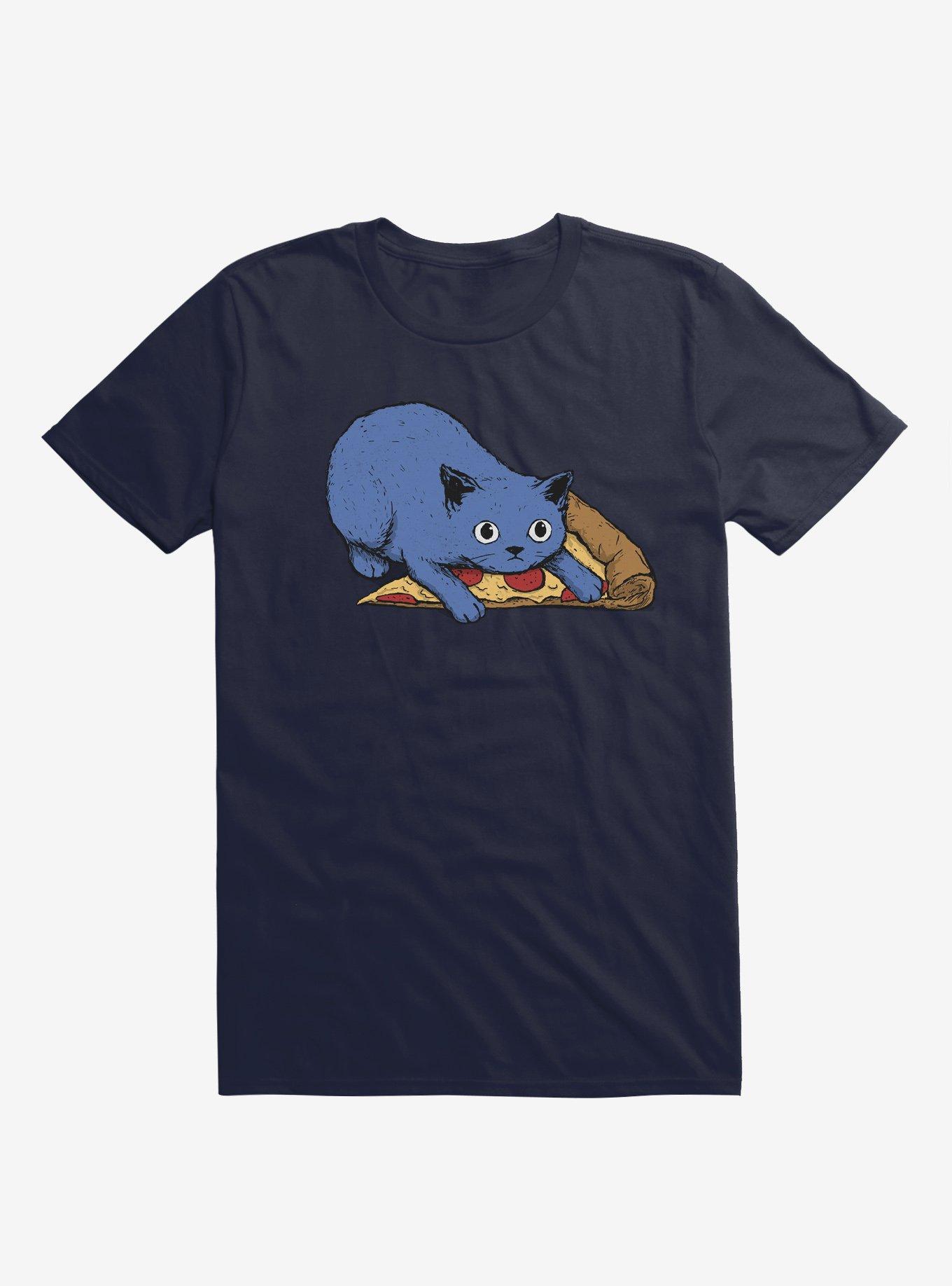 Get Your Own Pizza, Human! Cat Navy Blue T-Shirt, NAVY, hi-res