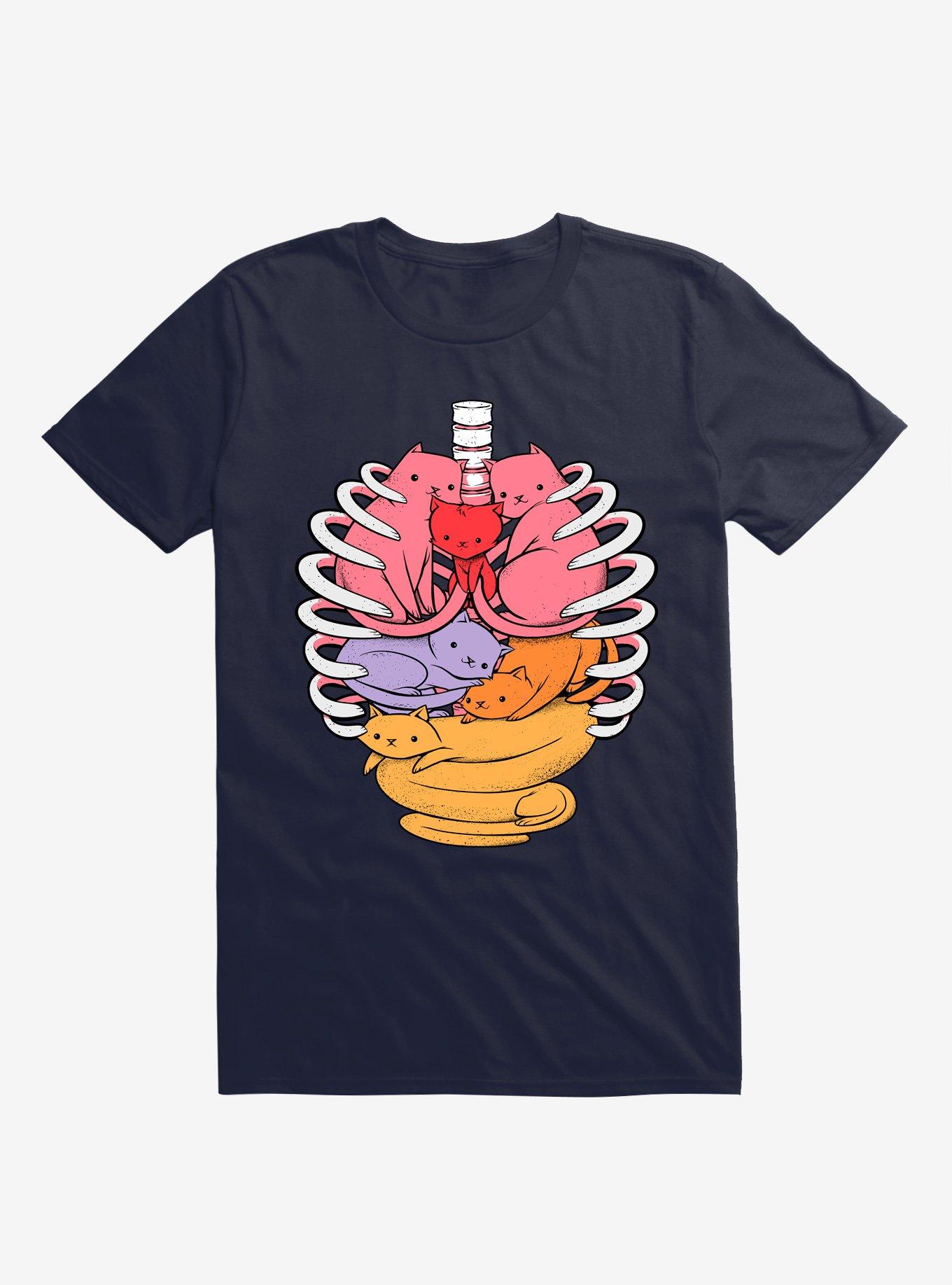 THRDLESS Anatomicat Anatomy Cat Navy Blue T-Shirt