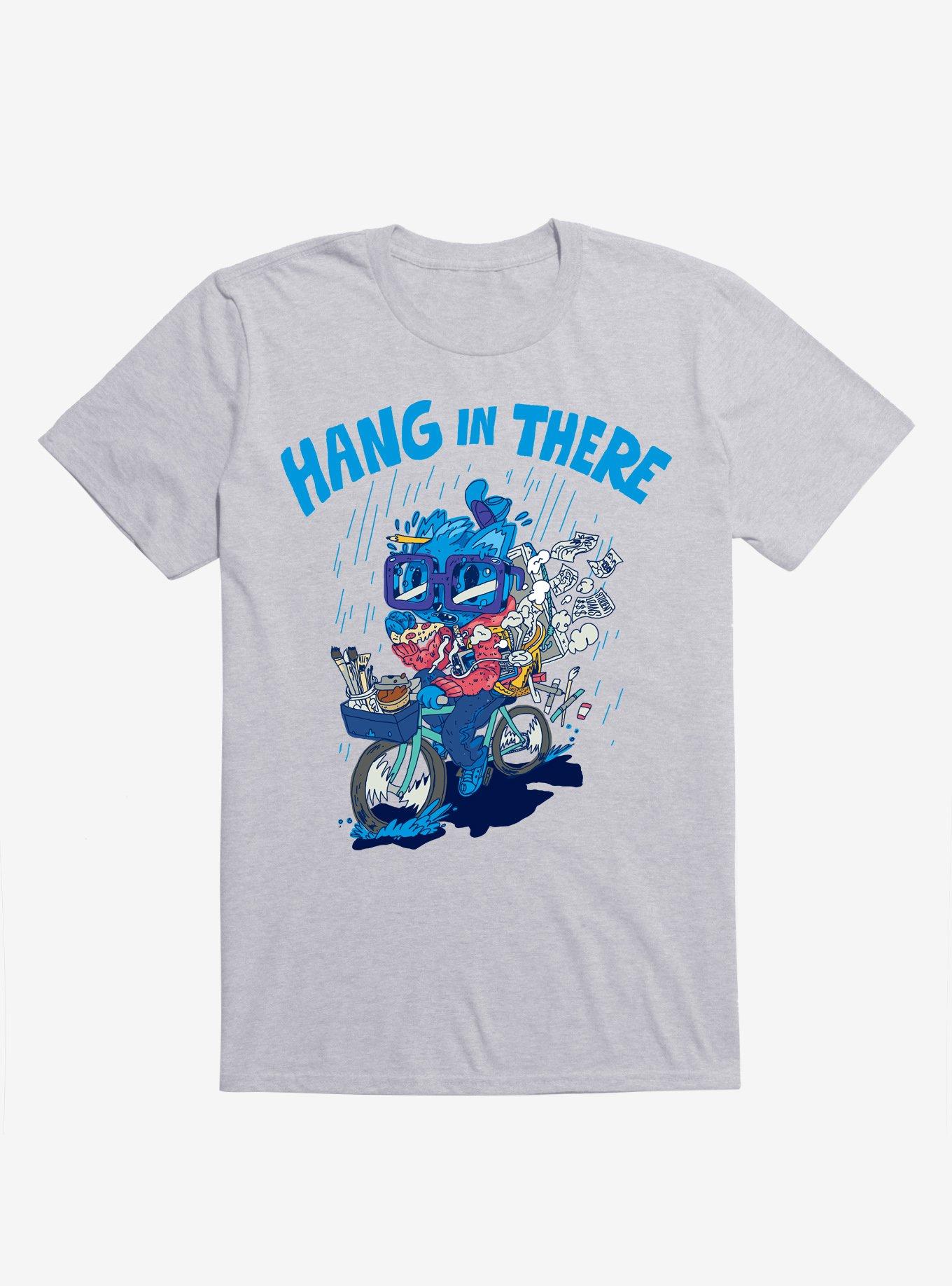 Hang In There! Bicycle Cat Sport Grey T-Shirt, , hi-res