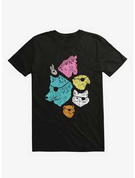 Animals With Eyepatches! Yes! Cat Dog Horse Black T-Shirt, , hi-res