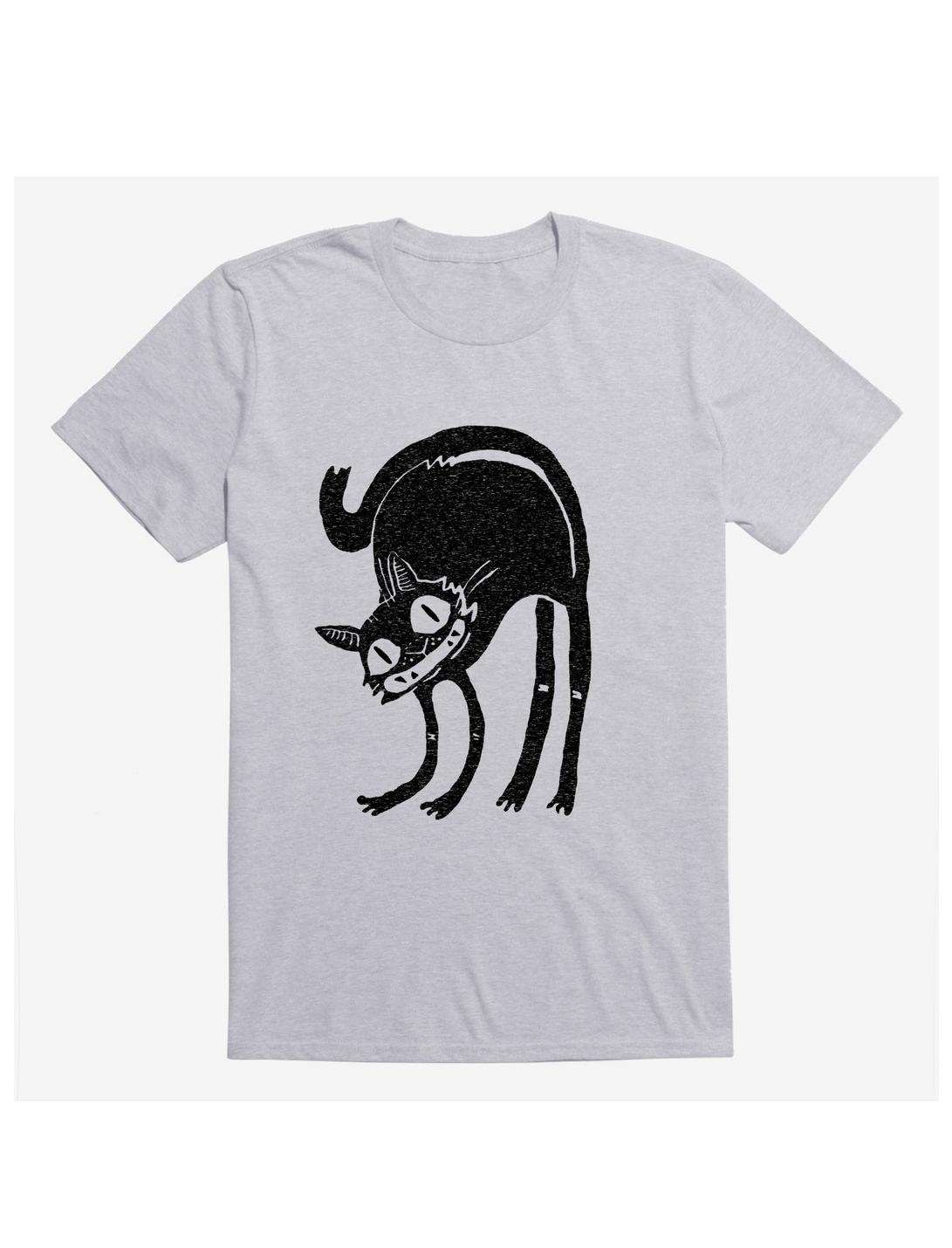Frightened Black Cat Sport Grey T-Shirt, SPORT GRAY, hi-res