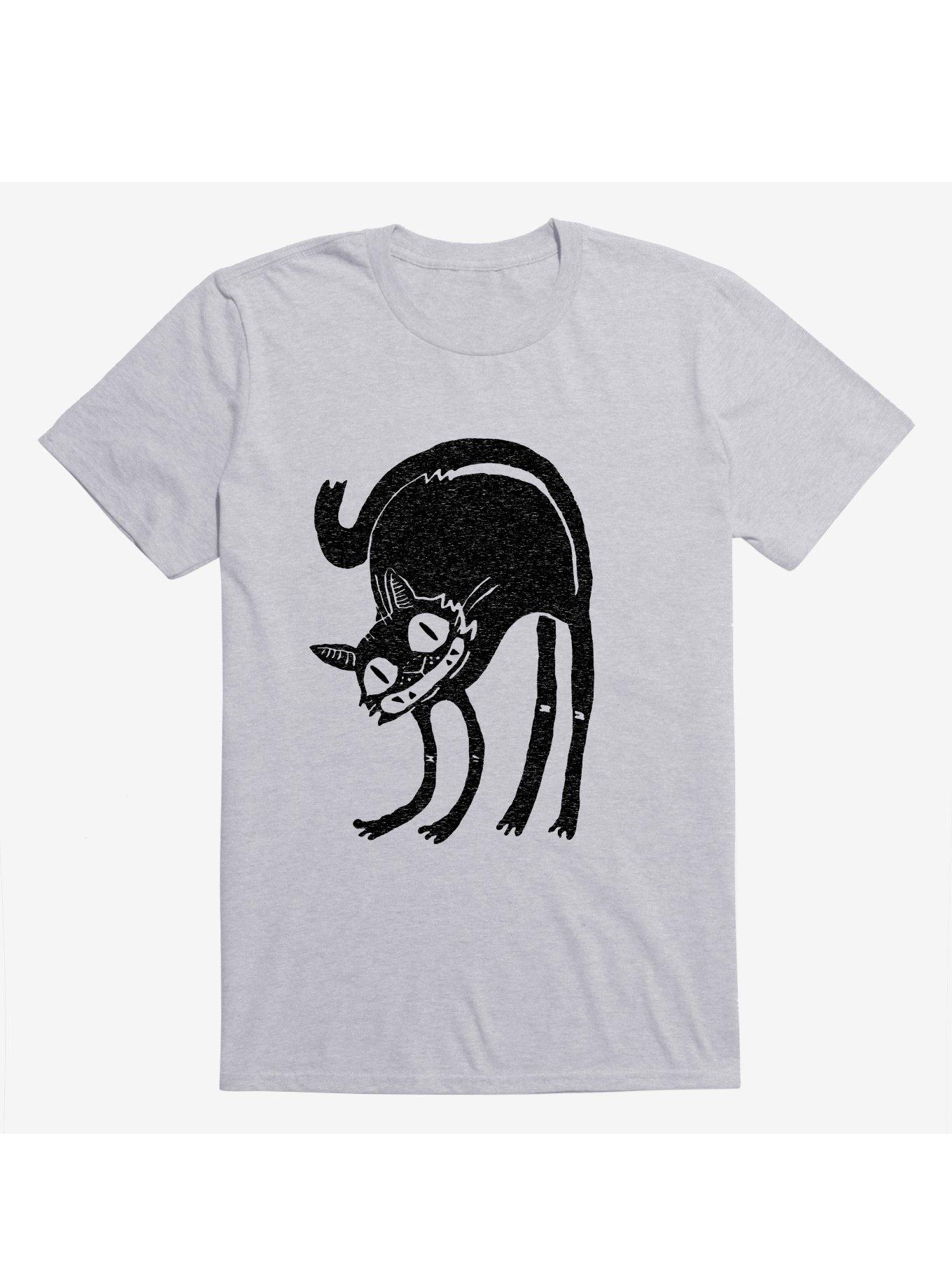 Frightened Black Cat Sport Grey T-Shirt, SPORT GRAY, hi-res