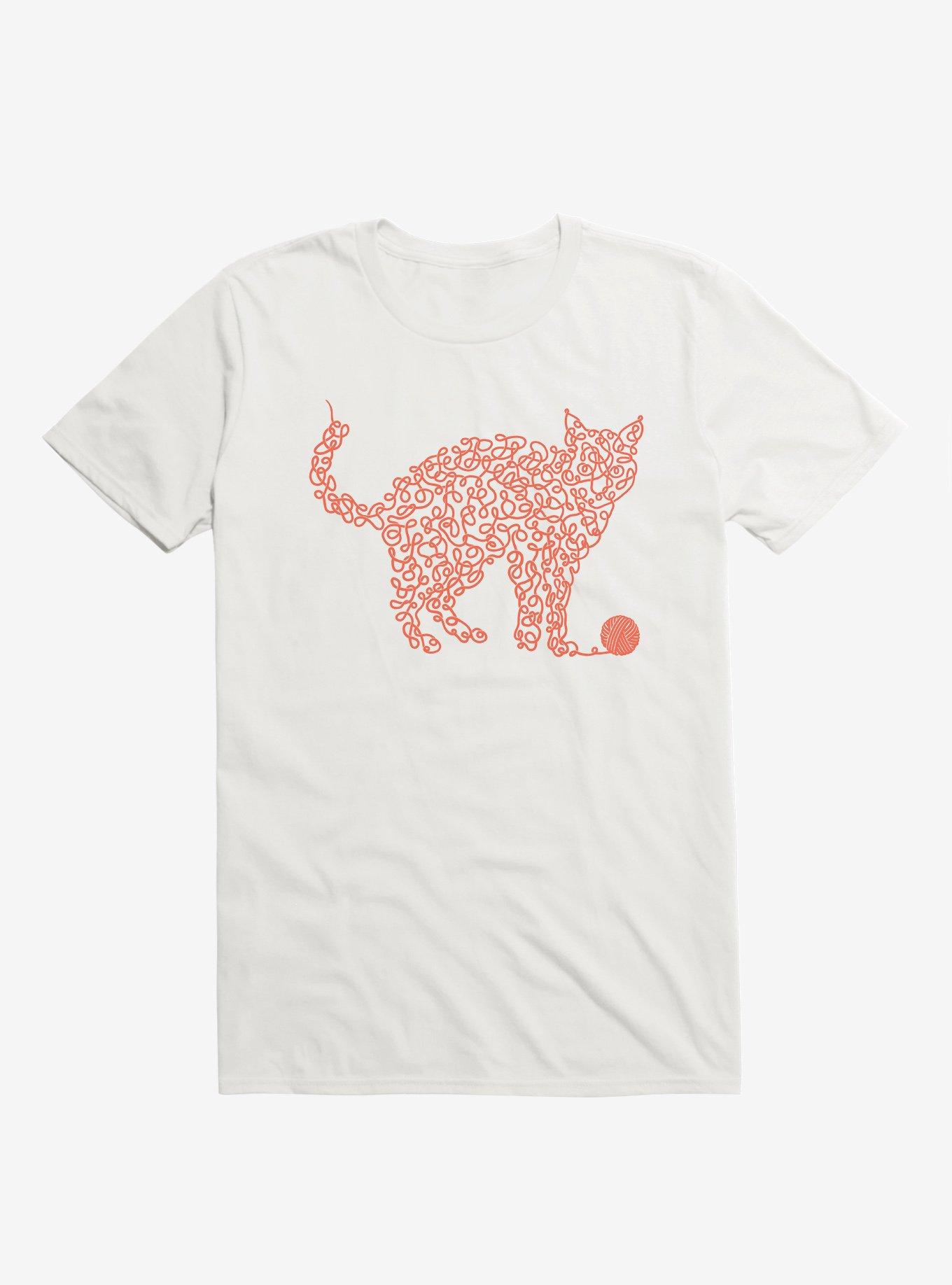 Intricat Yarn Cat White T-Shirt, , hi-res