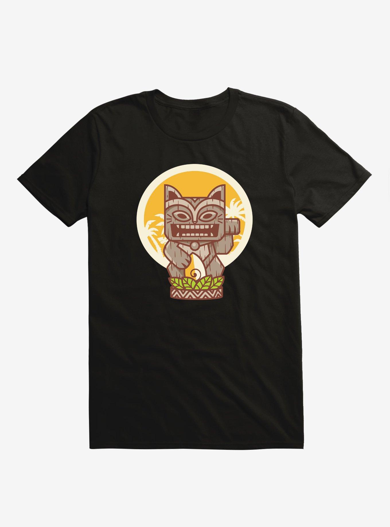 Kitty Tiki Wooden Cat Black T-Shirt, , hi-res