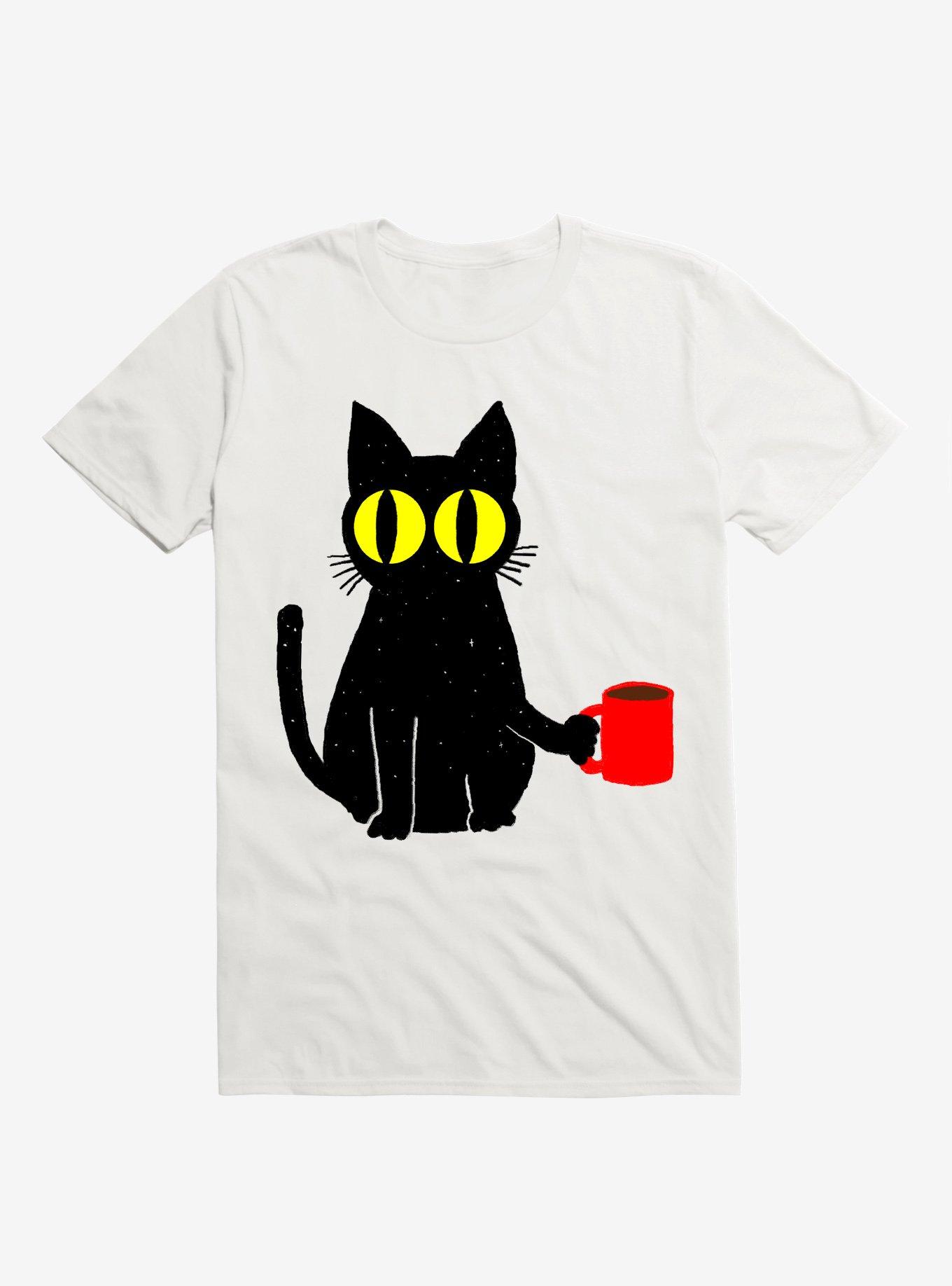 Catfeine Cat White T-Shirt, WHITE, hi-res