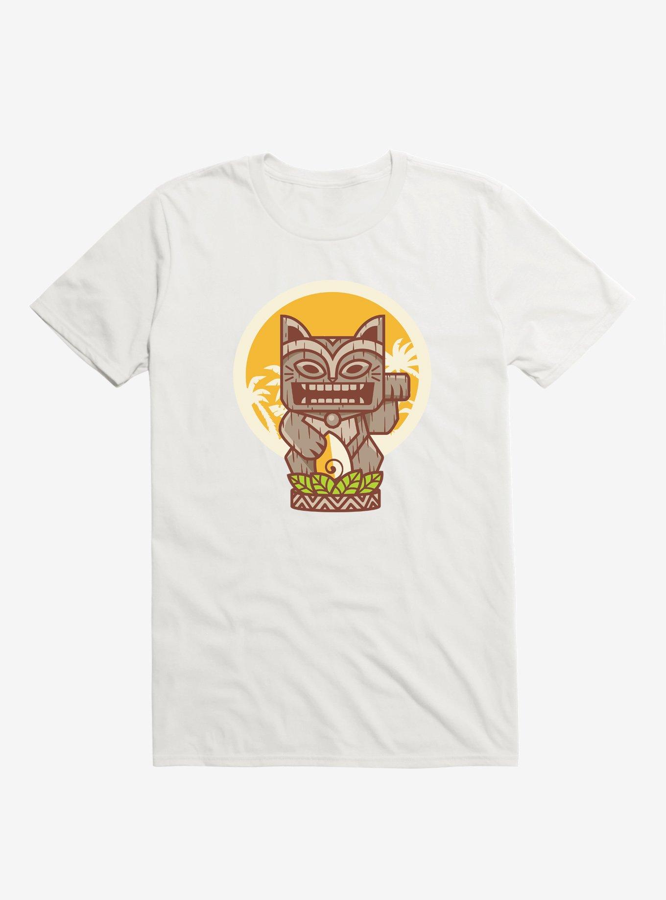 Kitty Tiki Wooden Cat White T-Shirt, WHITE, hi-res