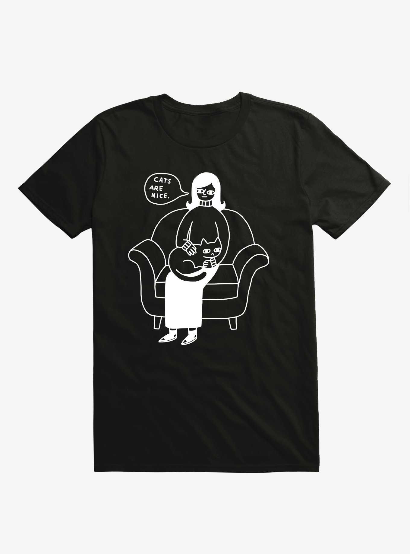 Cats Are Nice Black T-Shirt, , hi-res