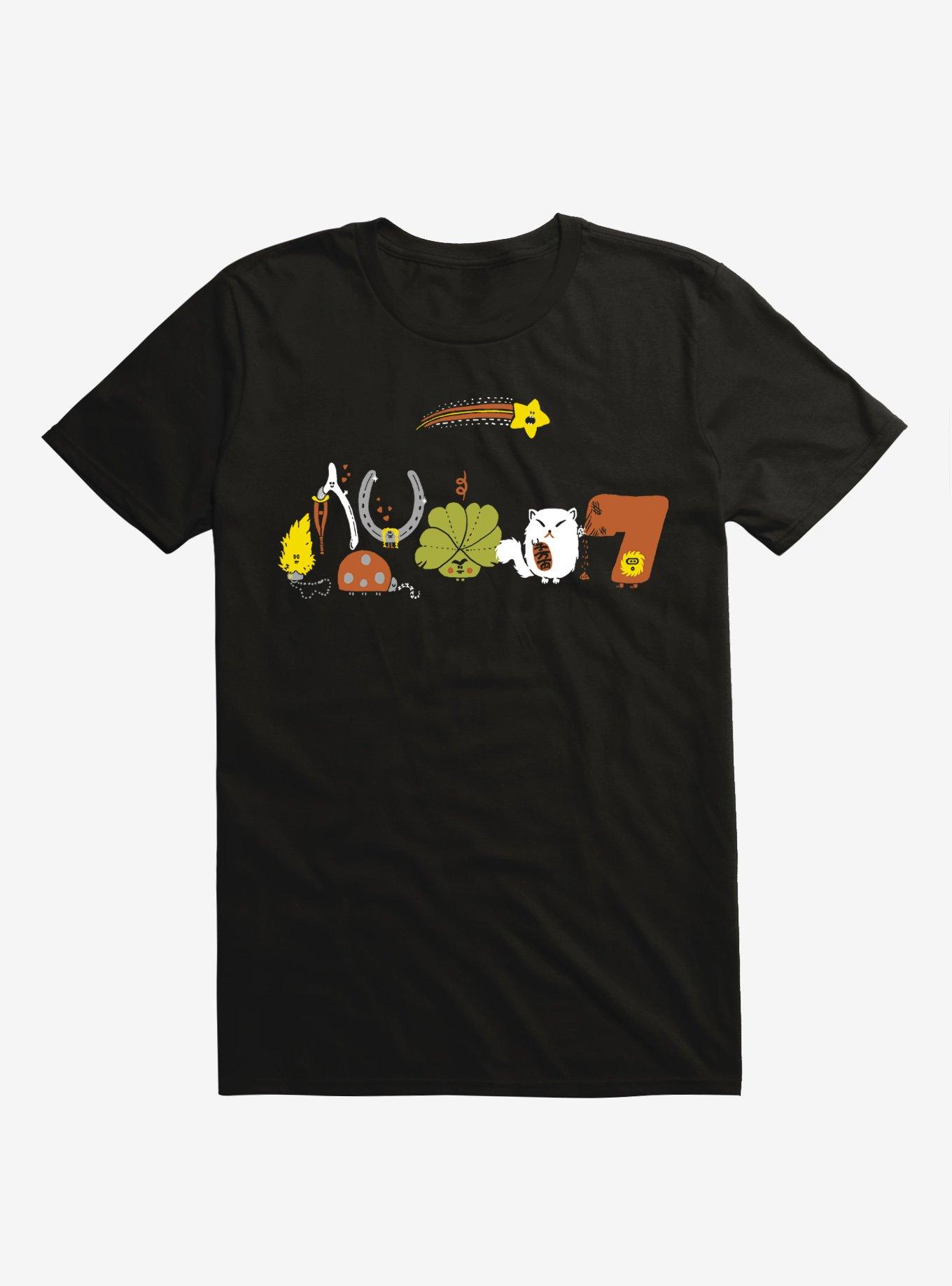 Luckiest T-Shirt Ever Icons Black T-Shirt, BLACK, hi-res