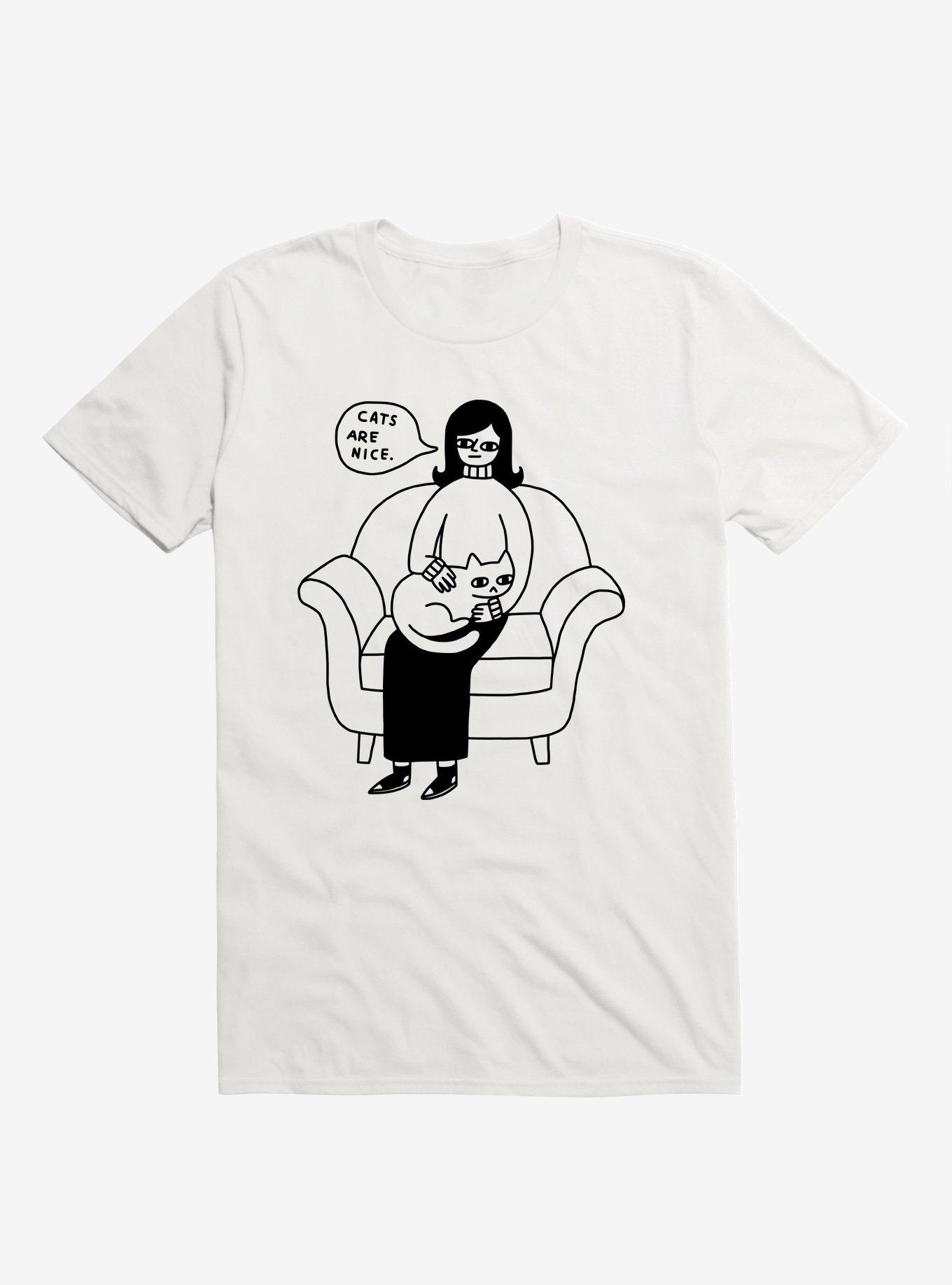 Cats Are Nice White T-Shirt, , hi-res