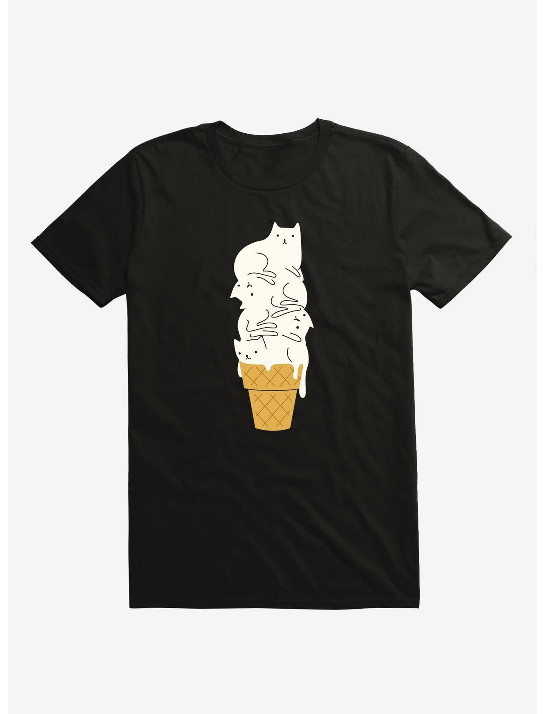 Meowlting Ice Cream Cats Black T-Shirt, BLACK, hi-res