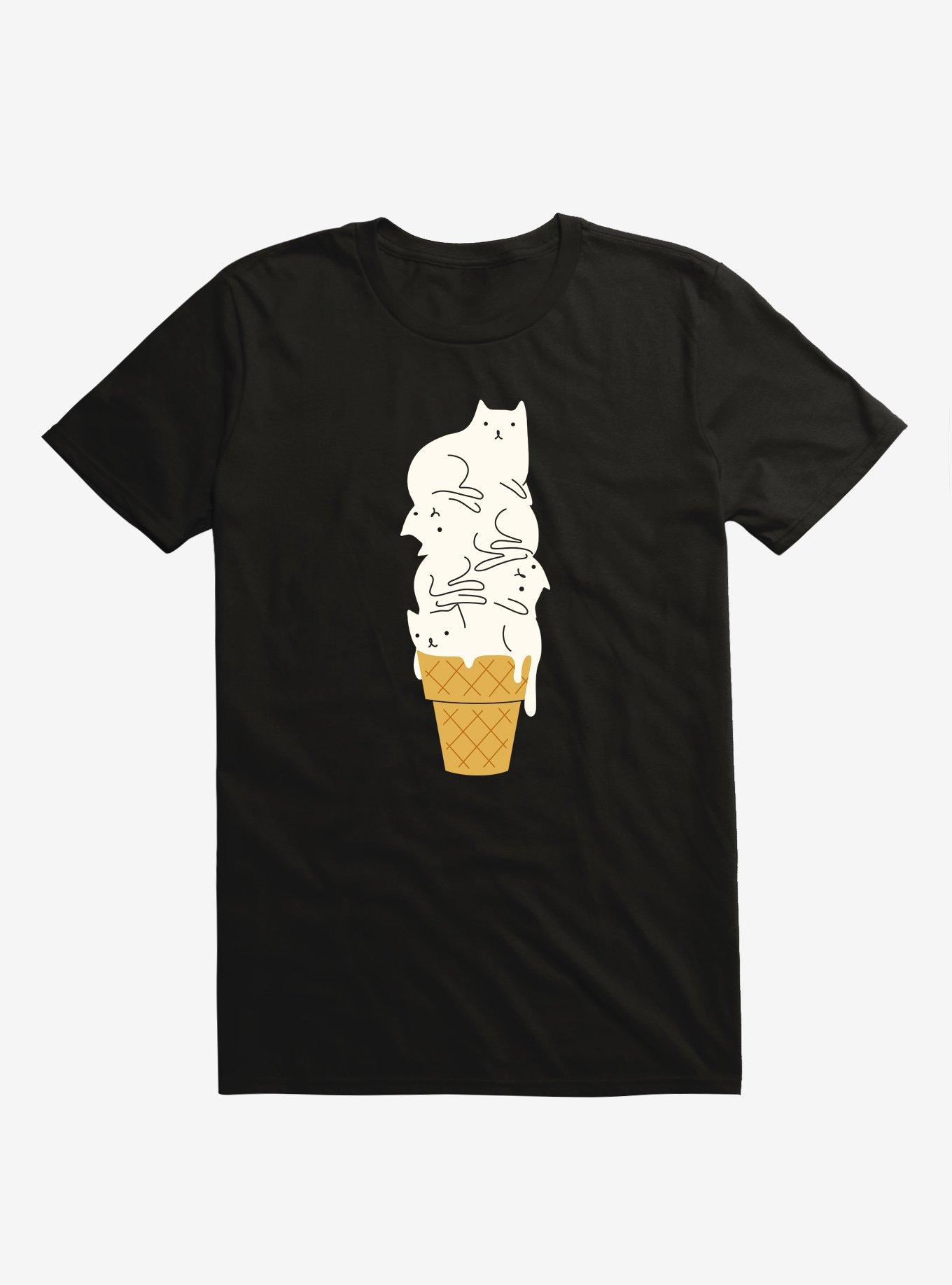 Meowlting Ice Cream Cats Black T-Shirt, , hi-res