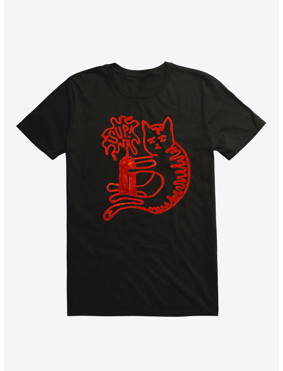 Catsup Cat Ketchup Black T-Shirt, BLACK, hi-res