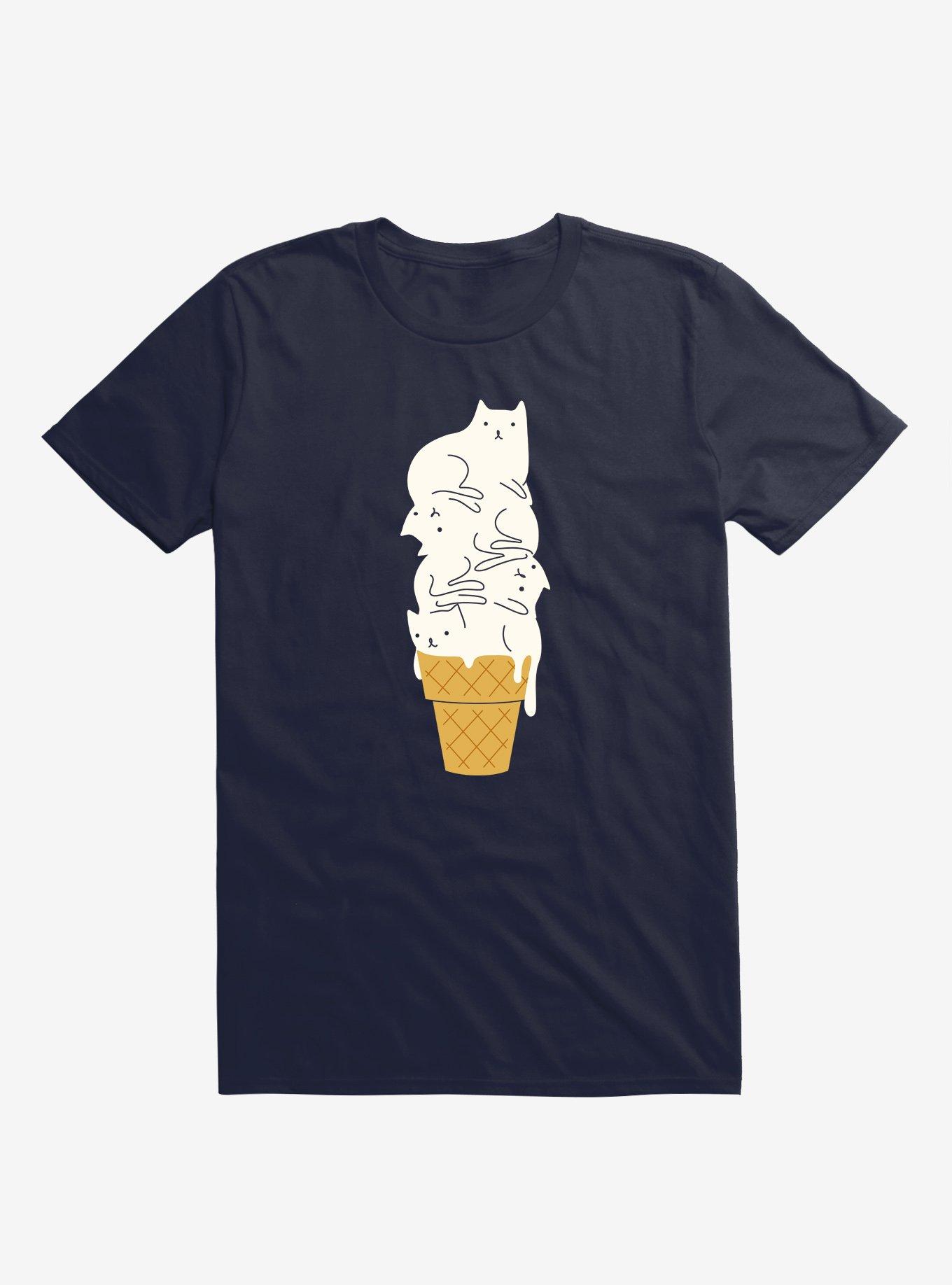 Meowlting Ice Cream Cats Navy Blue T-Shirt, NAVY, hi-res
