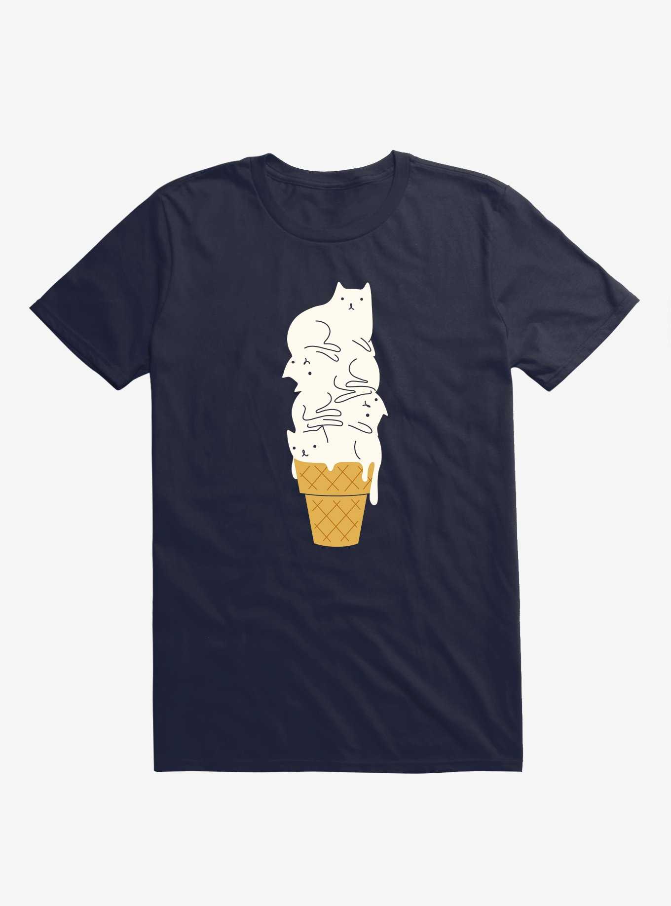 Meowlting Ice Cream Cats Navy Blue T-Shirt, , hi-res