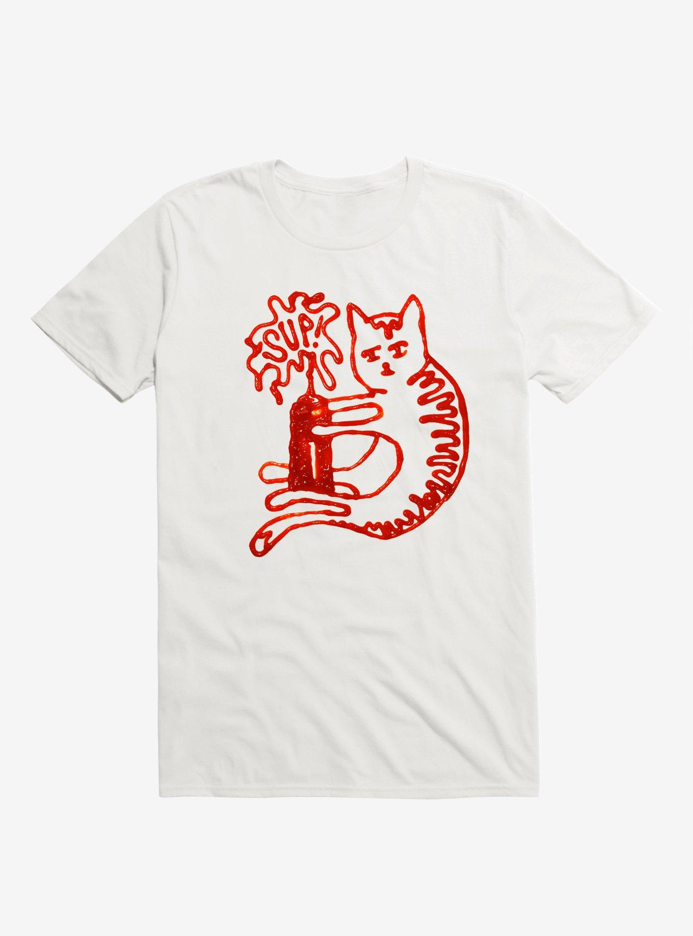 Catsup Cat Ketchup White T-Shirt, , hi-res