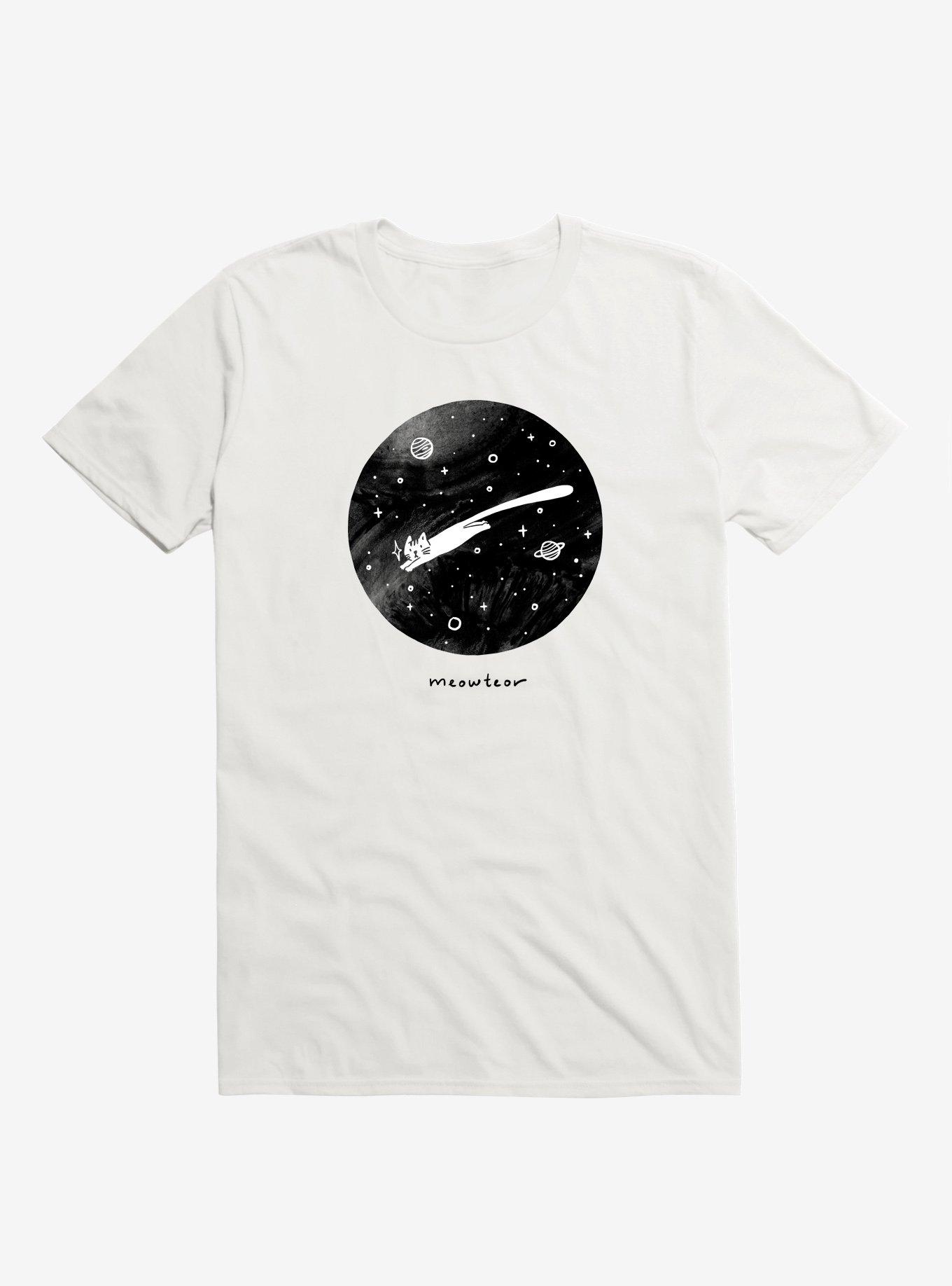 Meowteor Cat White T-Shirt, , hi-res