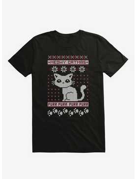 Meowy Catmas Cat Holiday Sweater Black T-Shirt, , hi-res