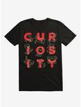 Curiosity Is A Nine Letter Word Cat Black T-Shirt, BLACK, hi-res