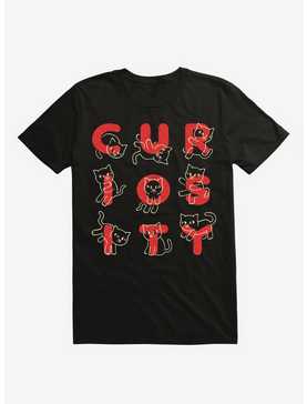 Curiosity Is A Nine Letter Word Cat Black T-Shirt, , hi-res