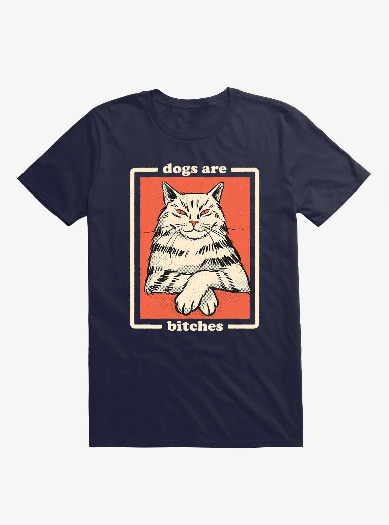 Dogs Are Bitches Cat Navy Blue T-Shirt, , hi-res