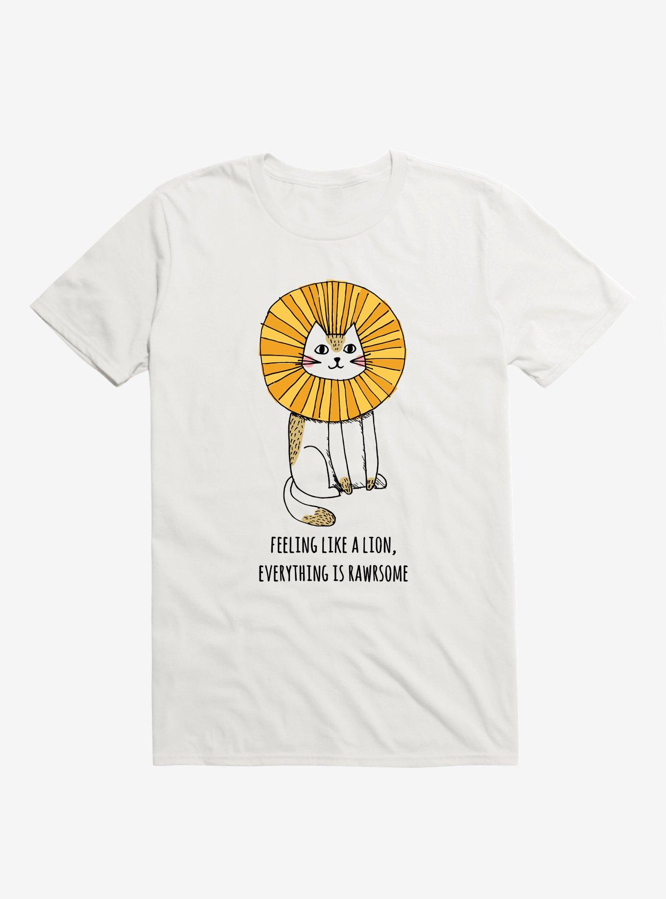 Everything Is Rawrsome Cat White T-Shirt, , hi-res