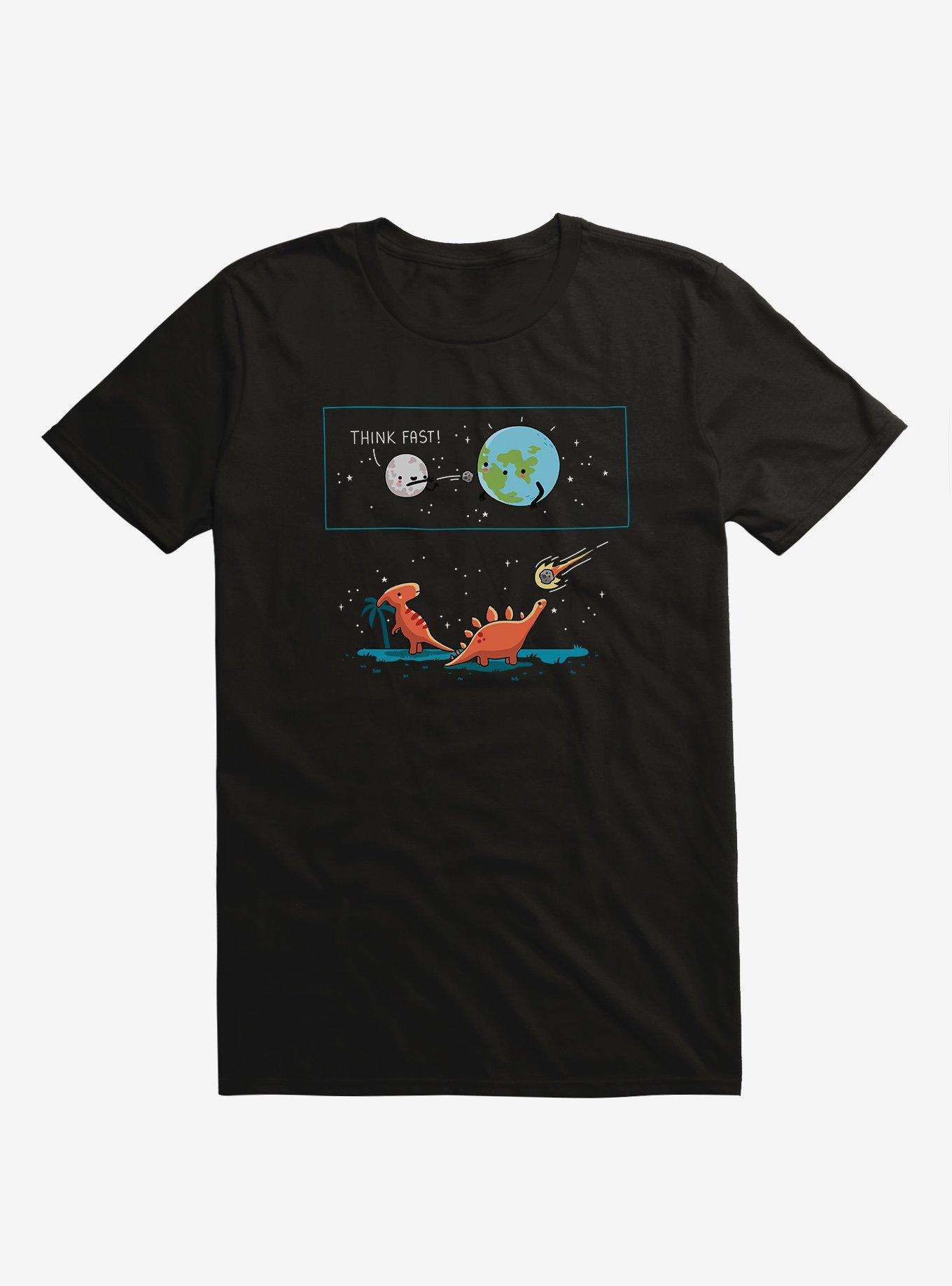 Think Fast Moon Earth Dinosaurs Black T-Shirt, , hi-res