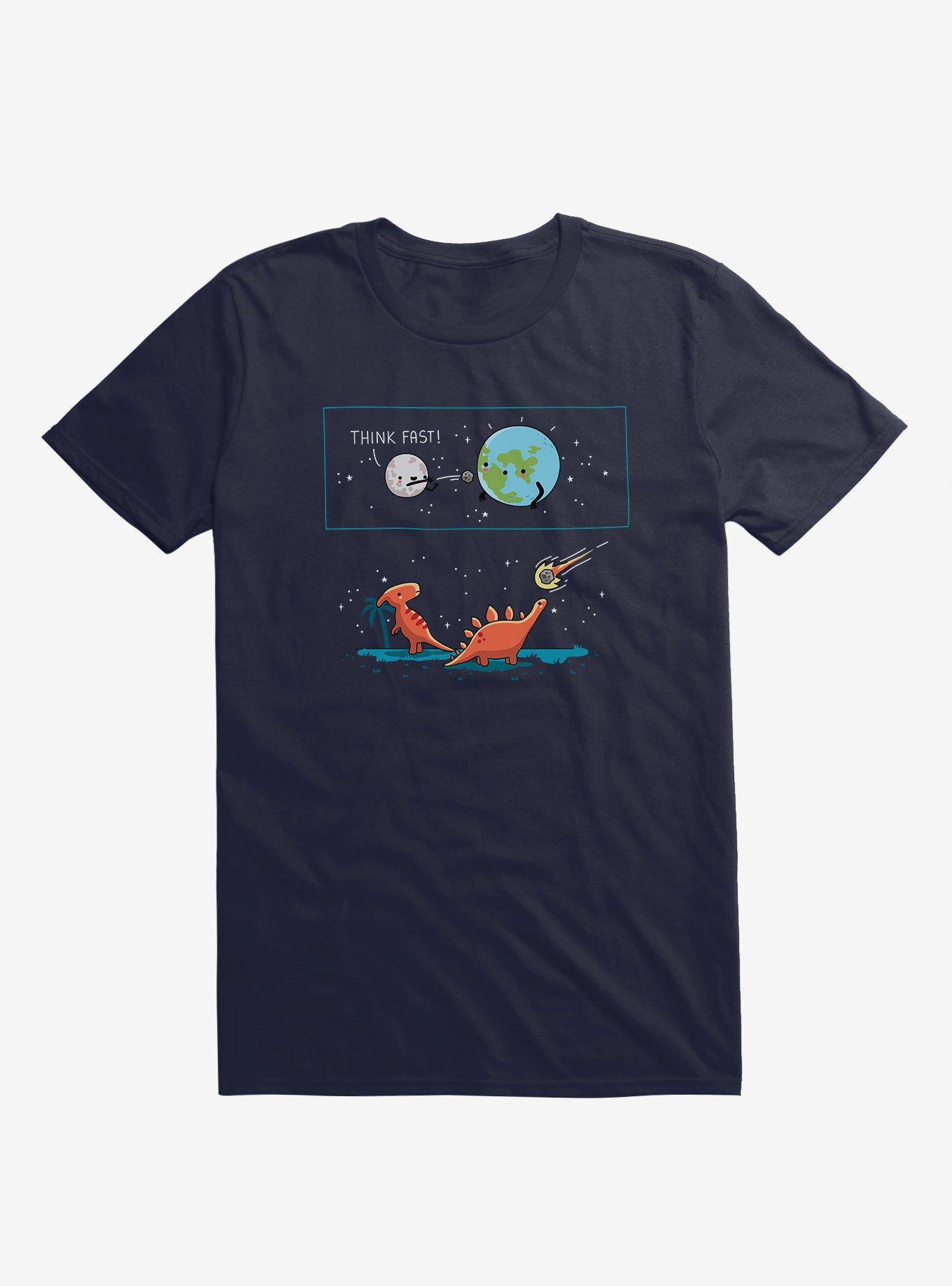 Think Fast Moon Earth Dinosaurs Navy Blue T-Shirt, , hi-res