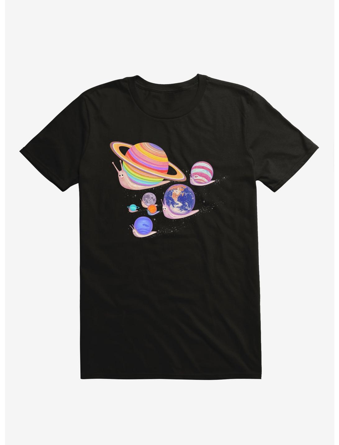 Universe Walk Snail Planets Black T-Shirt, BLACK, hi-res