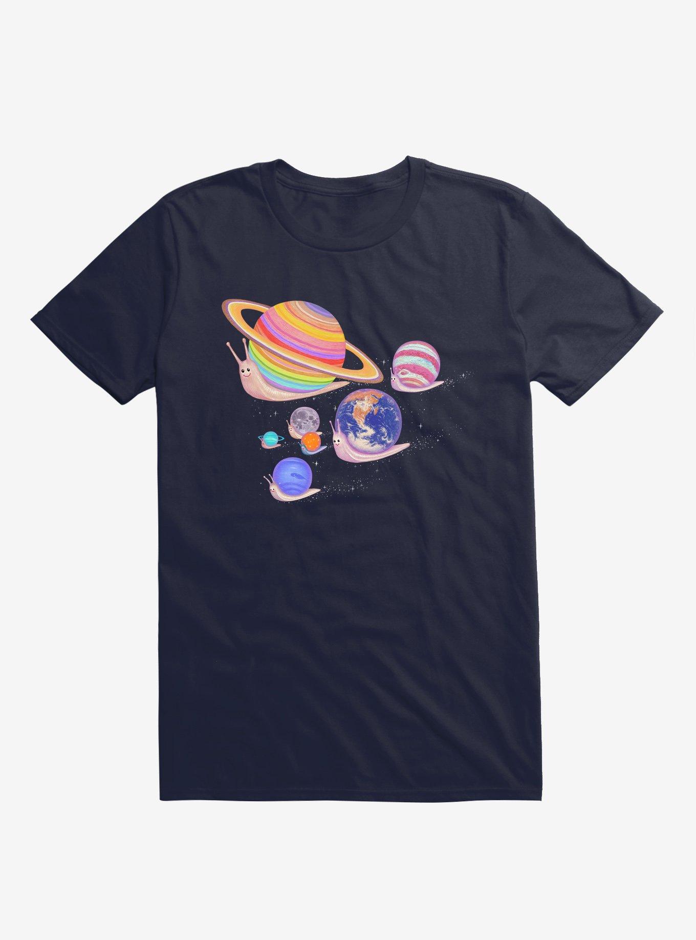 THRDLESS Universe Walk Snail Planets Navy Blue T-Shirt