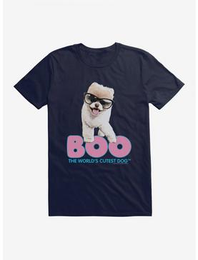 Boo The World's Cutest Dog Nerdy Glasses T-Shirt, NAVY, hi-res