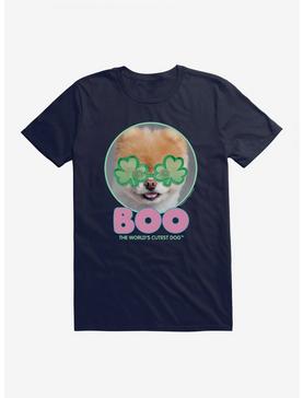 Boo The World's Cutest Dog Shamrock Eyes T-Shirt, NAVY, hi-res