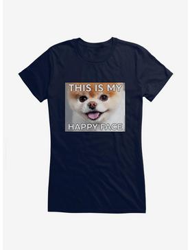 Boo The World's Cutest Dog This Is My Happy Face Girls T-Shirt, NAVY, hi-res