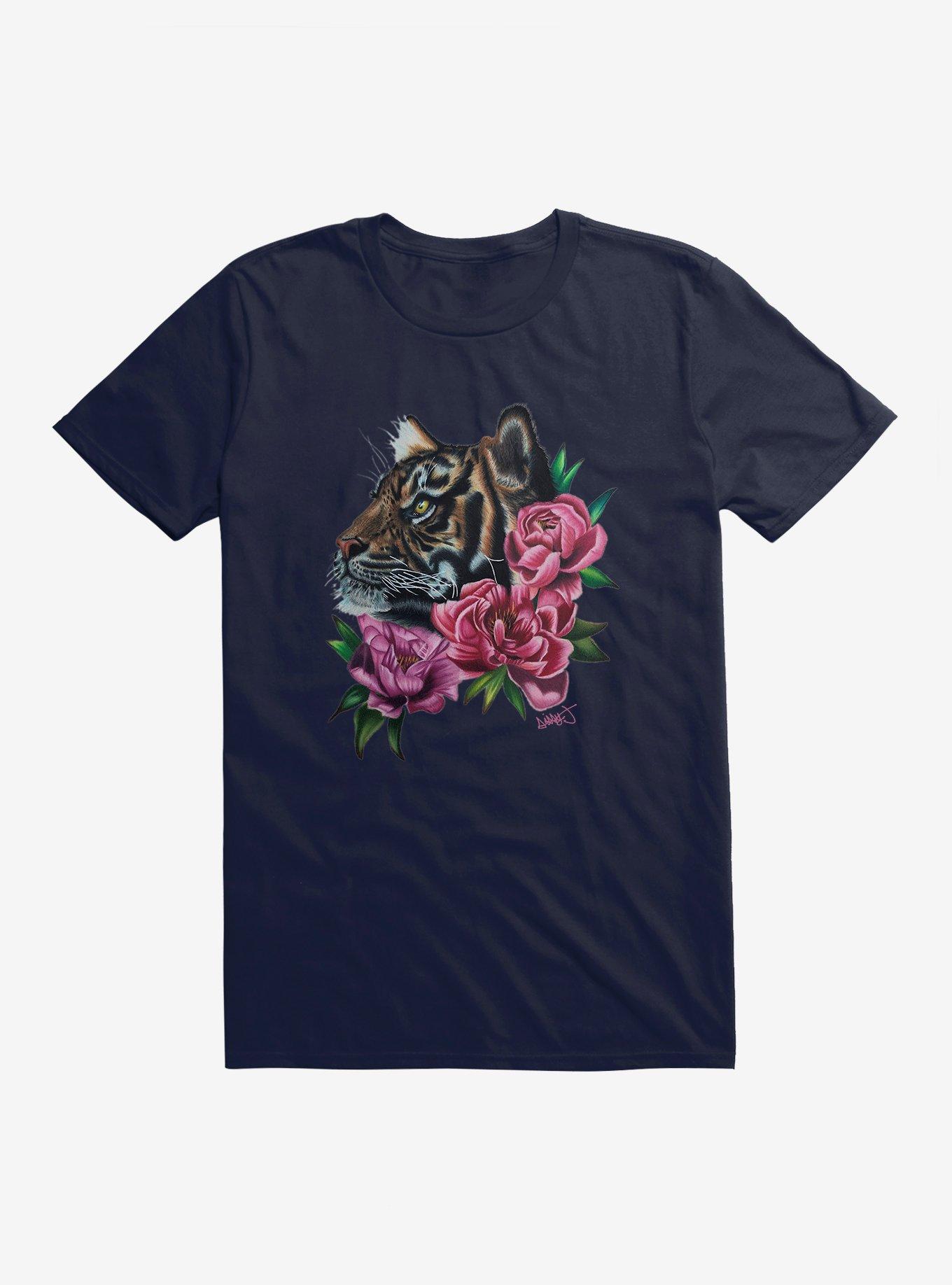 HT Creators: Christina Jorgenson Tiger Floral Portrait T-Shirt, , hi-res