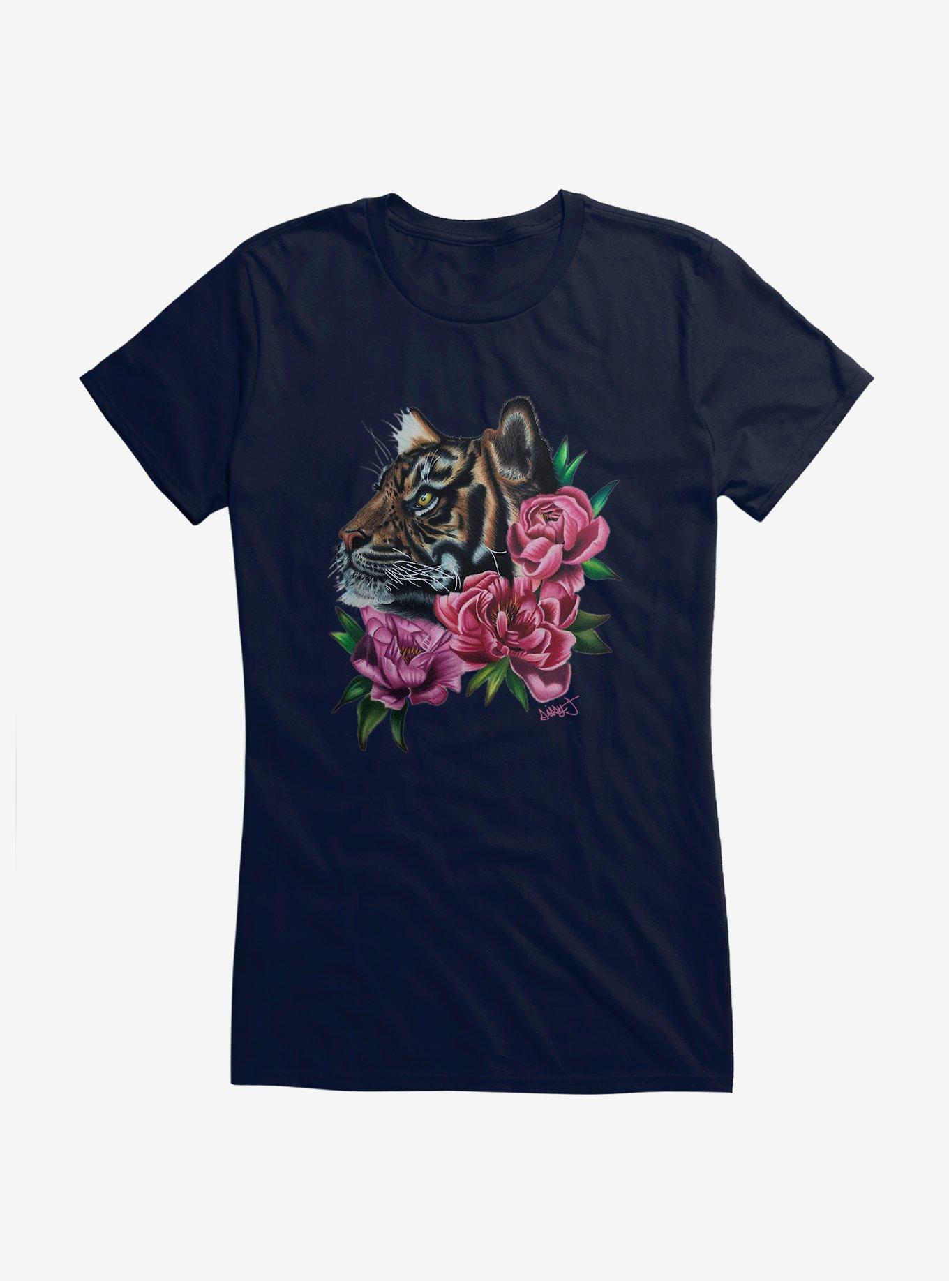 HT Creators: Christina Jorgenson Tiger Floral Portrait Girls T-Shirt, , hi-res