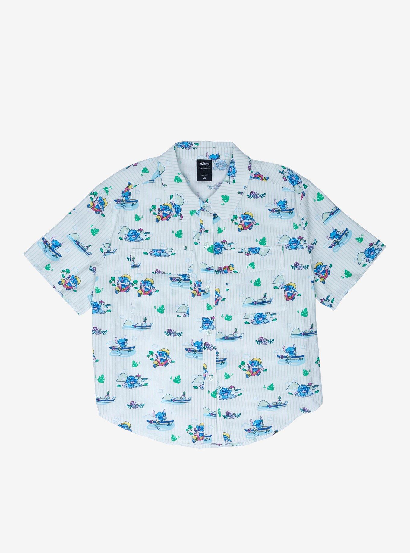 Disney Lilo & Stitch Beach Chair Flannel Womens Woven Button-Up