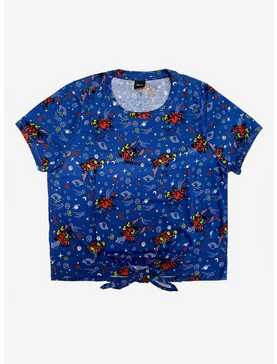 Disney Stitch In Space Tie-front Girls T-Shirt, , hi-res