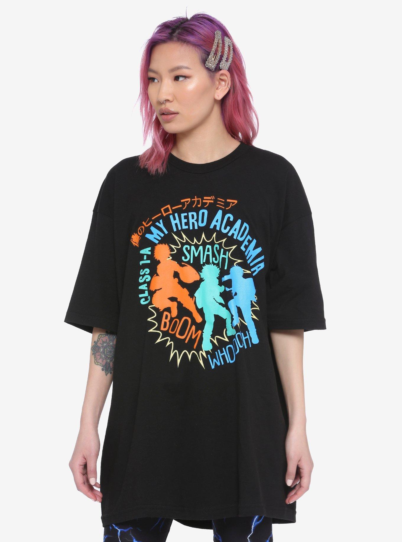 My Hero Academia Smash Sounds Silhouette Girls Oversized T-Shirt, MULTI, hi-res
